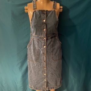 H&M Denim Button-Front Maxi Dress in Blue